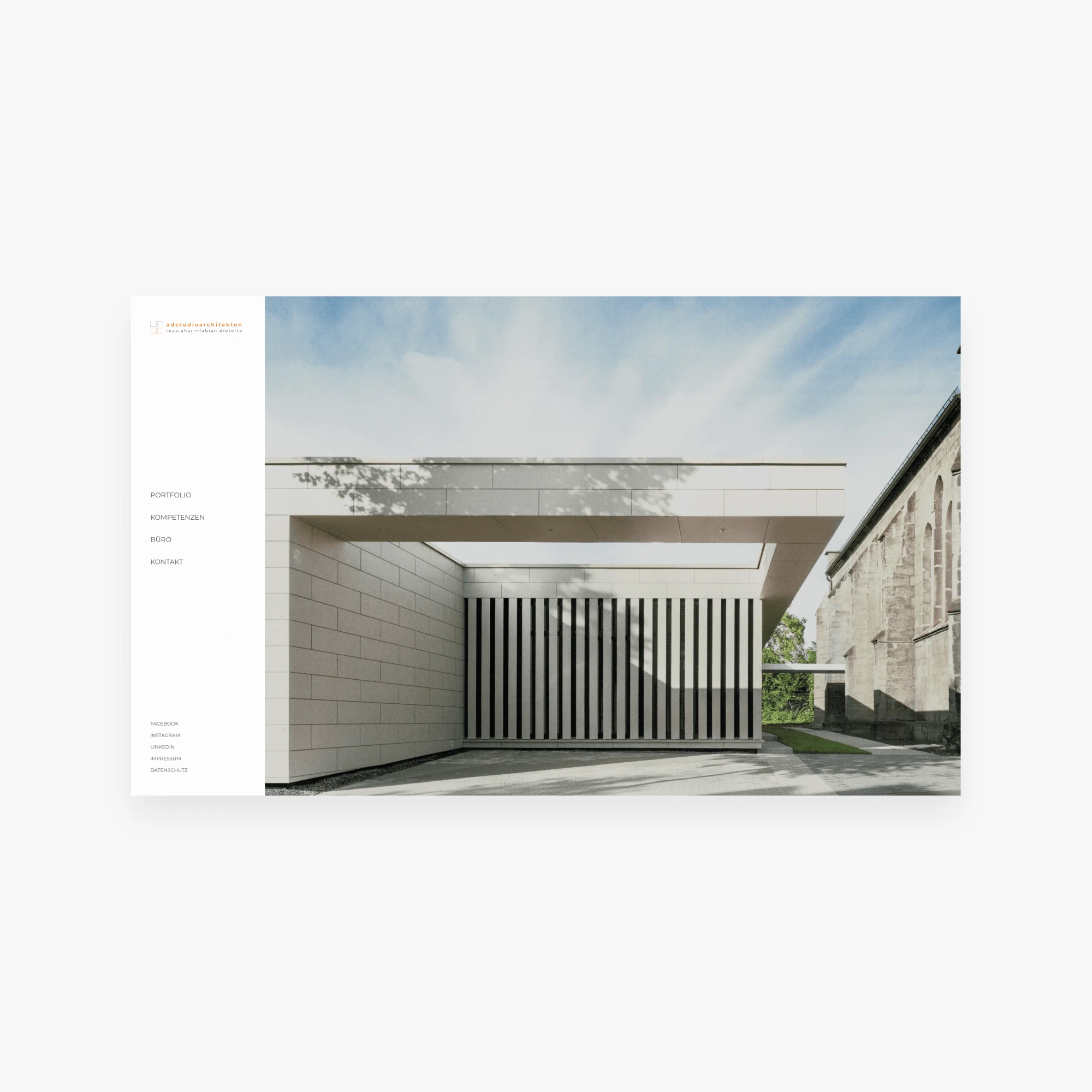 Desktop-Mockup der Architektur-Website von AD Studio Architekten